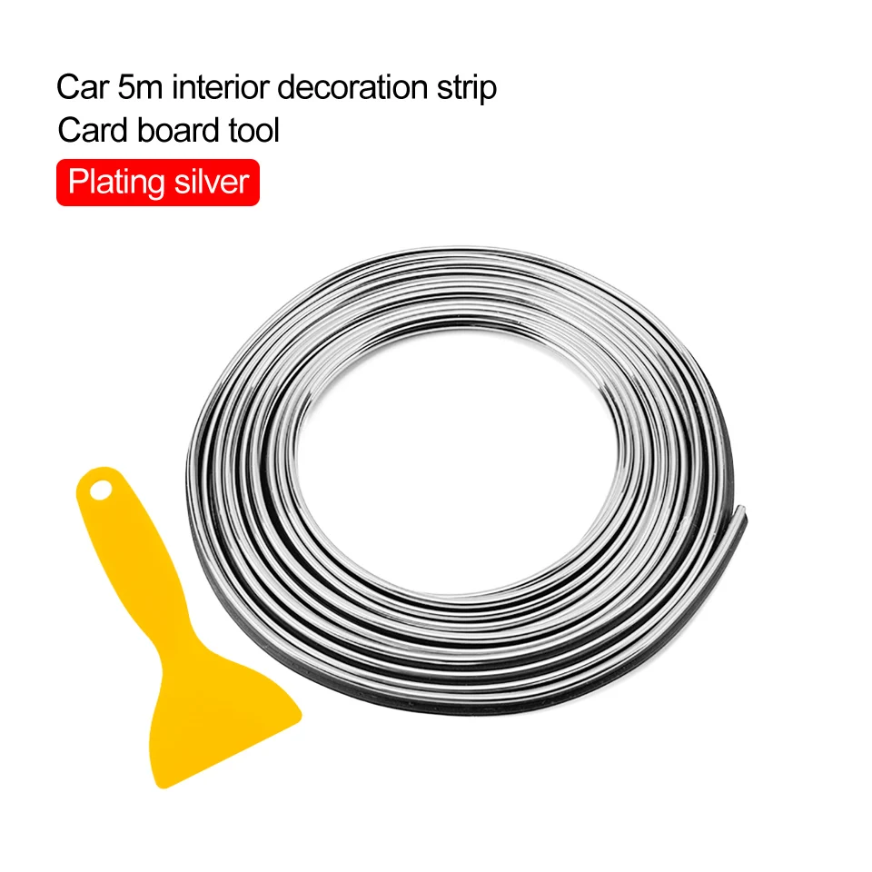 5 м автомобильные декоративные полосы для интерьера, Формовочная Отделка приборной панели, края двери, универсальные аксессуары для cruze skoda, автостайлинг - Название цвета: Silver