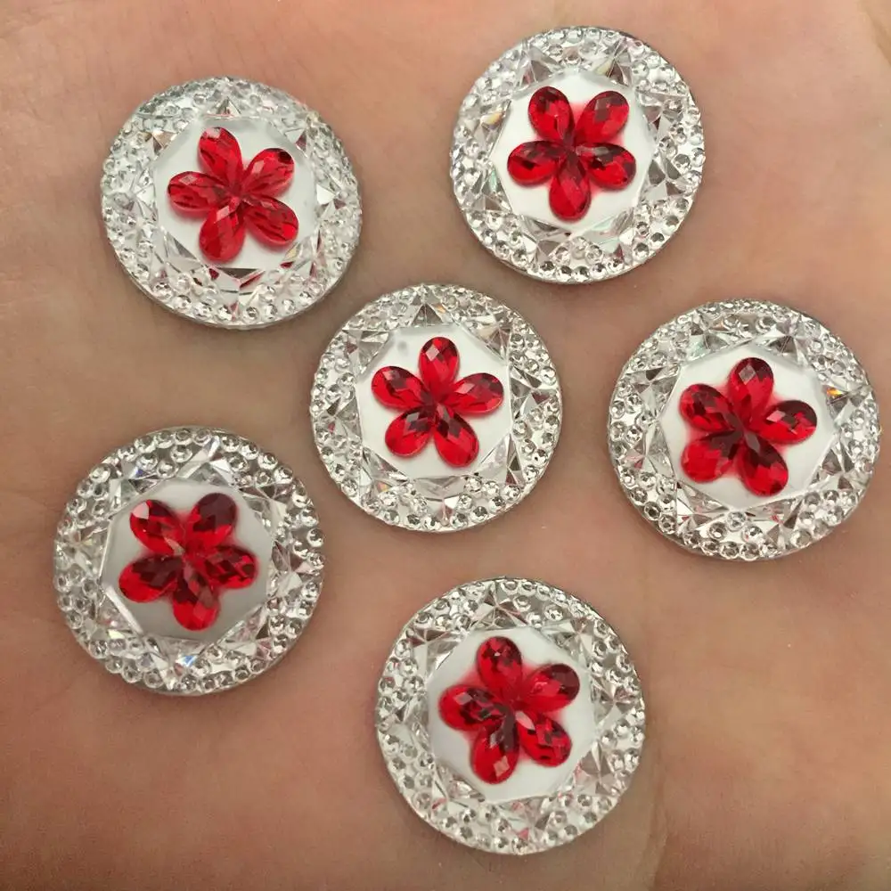

Resin Round 50PCS 20mm Flower Rhinestone Flatback Wedding Diy Buttons U PICK K166*5