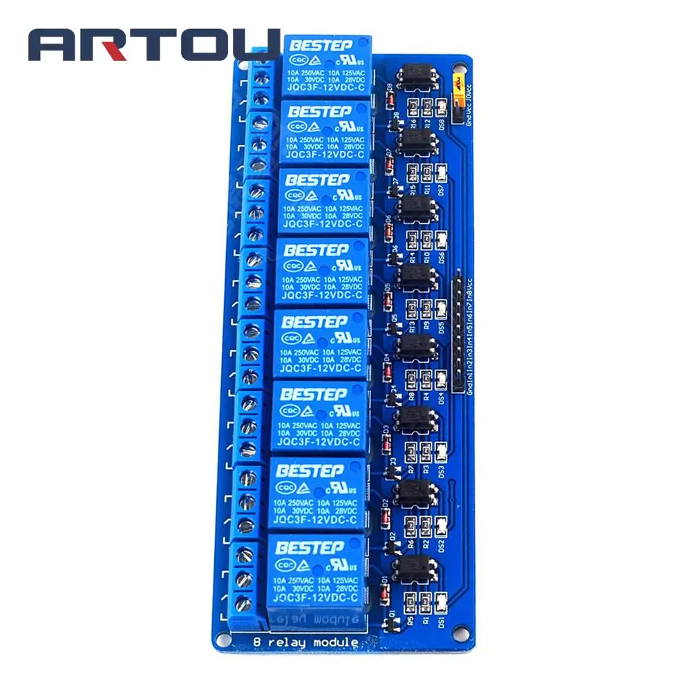 

10PCS 12V 8 Channel Relay Module Relay Expansion Board 12V Low Level Triggered 8 Way Relay Module