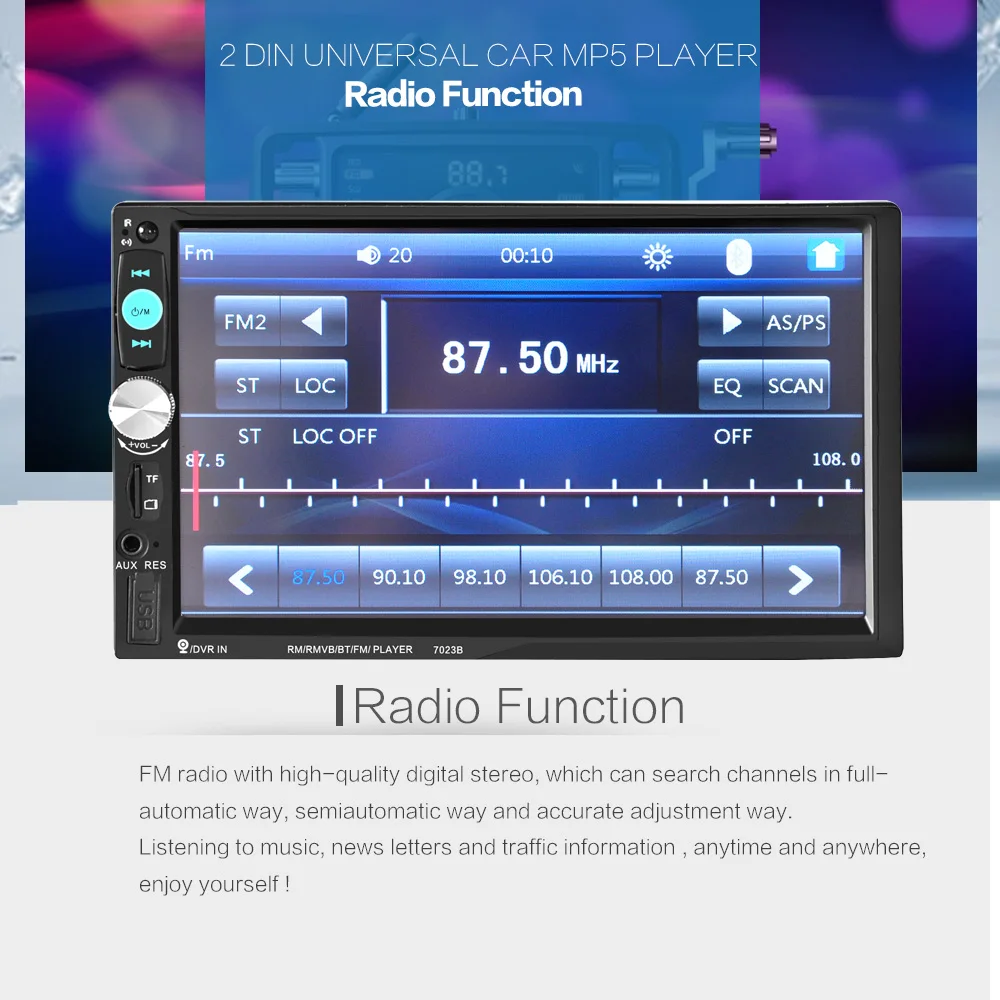 2 Din 7 дюймов TFT сенсорный экран 7023B Авторадио автомобильный плеер FM Радио Bluetooth стерео Авто Поддержка Камера заднего вида MP5