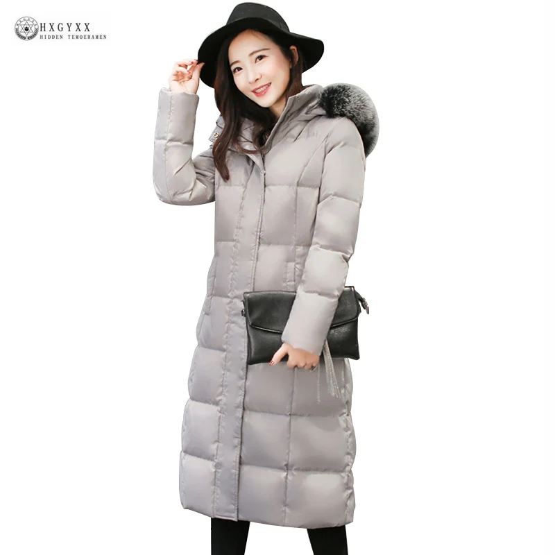 2018 New Women Down Coat Faux Fox Fur Collar Hooded Down Jacket Long Outerwear Solid Color Zippered Thick Warm Winter Coat OK964 2018 New Women Down Coat Faux Fox Fur Collar Hooded Down Jacket Long Outerwear Solid Color Zippered Thick Warm Winter Coat OK964
