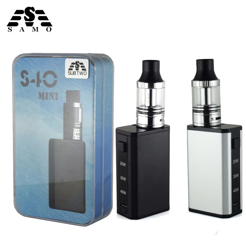 Hot S40 mini Box Mod variable wattage Electronic Cigarette kit with 2 0ml 0 5ohm tank