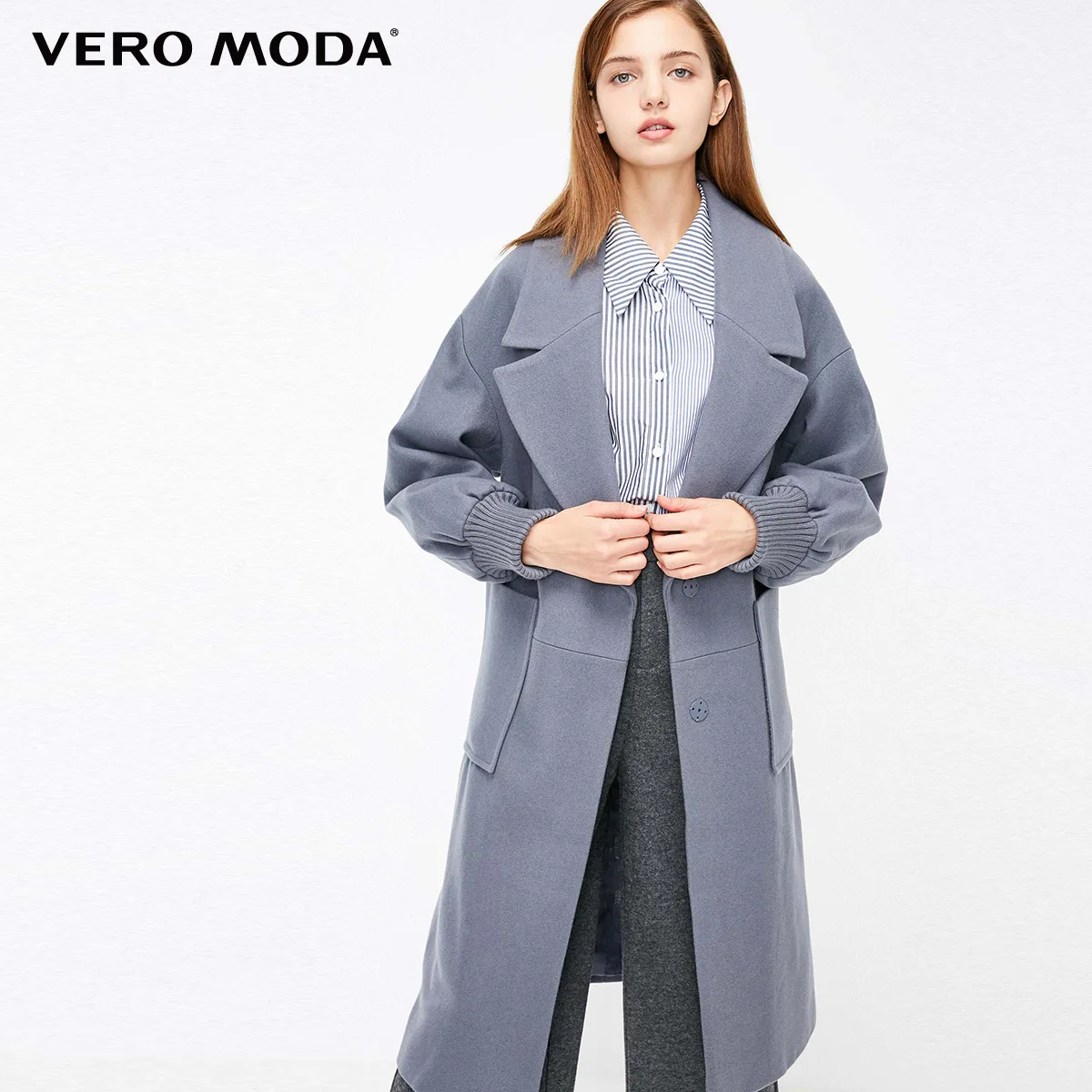 Vero Moda новое рабочее свободное приталенное минималистичное шерстяное пальто с лацканами для женщин | 318427507 - Цвет: Folkstone grey