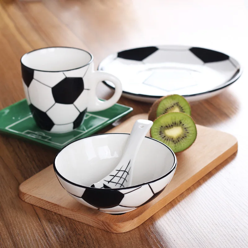 

Creative Children's Ceramic Tableware Football Ball Series Dish Plate Bowl Cup with ware dinnerware Volleyball Golf 5pcs/set