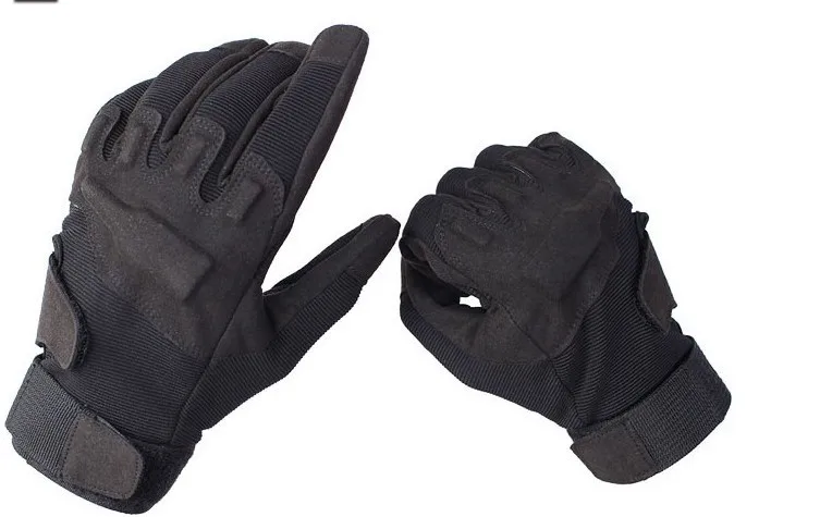 Мужские перчатки полный палец военные в стиле армии полиции защитные перчатки скорость сухой анти-скользкие кожаные тактические перчатки - Цвет: Black  L