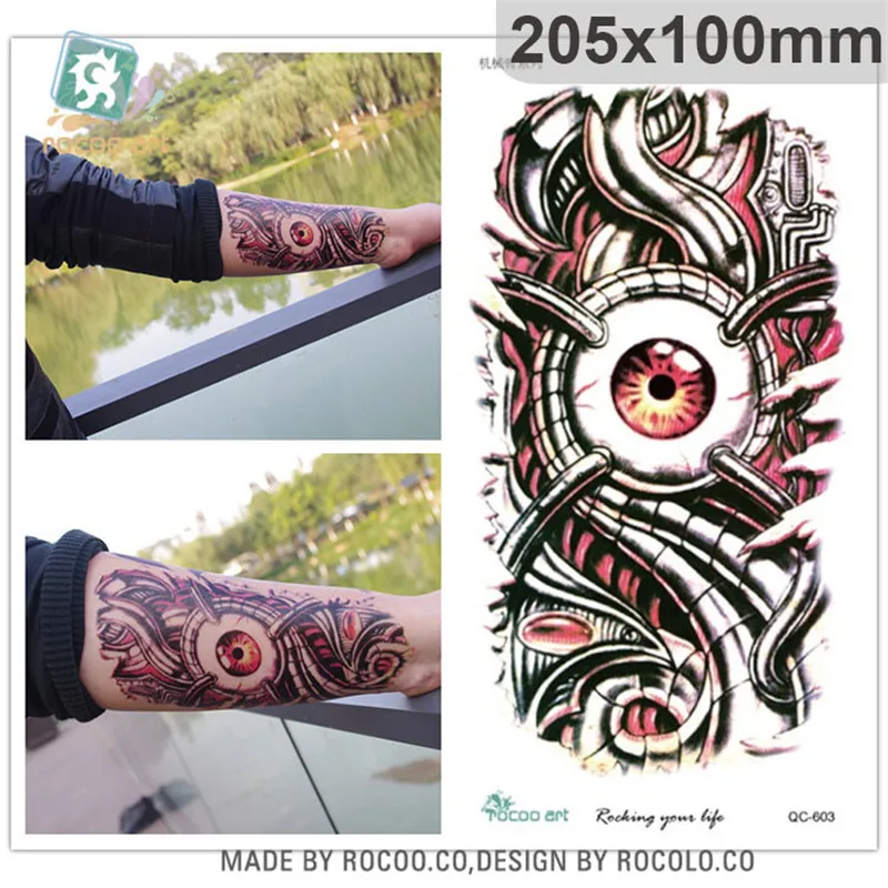 

individuality waterproof temporary tattoos paper for boy men 3D mechanical arm design large tattoo sticker Free Shipping QC603