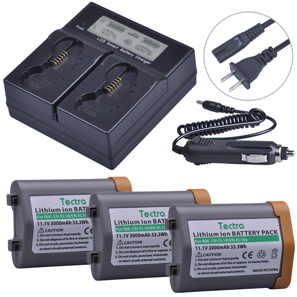 3Pcs Battery & LCD Dual Fast Charger for Nikon EN-EL18, EN-EL18a, ENEL18, ENEL18a, MH26a, MH26 and Nikon D4, D4S, D5 Camera 3Pcs Battery & LCD Dual Fast Charger for Nikon EN-EL18, EN-EL18a, ENEL18, ENEL18a, MH26a, MH26 and Nikon D4, D4S, D5 Camera