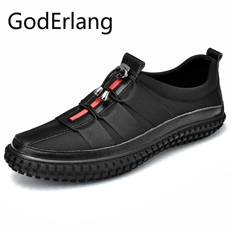 

GodErlang Men Casual Shoes Loafers Breathable Black Retro Shoes 2018 Spring/Summer/Autumn High Quality Fashion Slip on Hot Sale