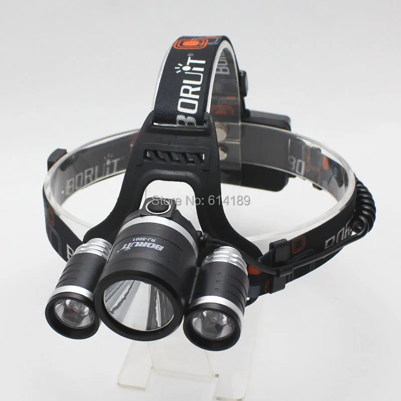 

BORUIT RJ-5001 3xCREE XM-L2 5000 Lumens 4-Mode LED Headlamp (2x18650)-Flat Head