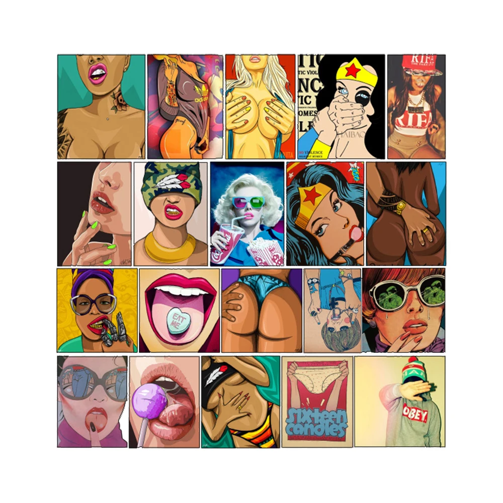 47 Pcs Styling Pvc Waterproof Tease Vulgar Sexy Vulgar beauty Girls Stickers For Motorcycle Skateboard Luggage Toy Decor Sticker