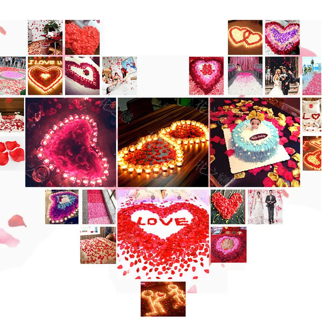 

100pcs/lot 5x5cm Silk Rose Petals For Wedding Decoration Romantic Artificial Rose Flower Petals 28 Colors