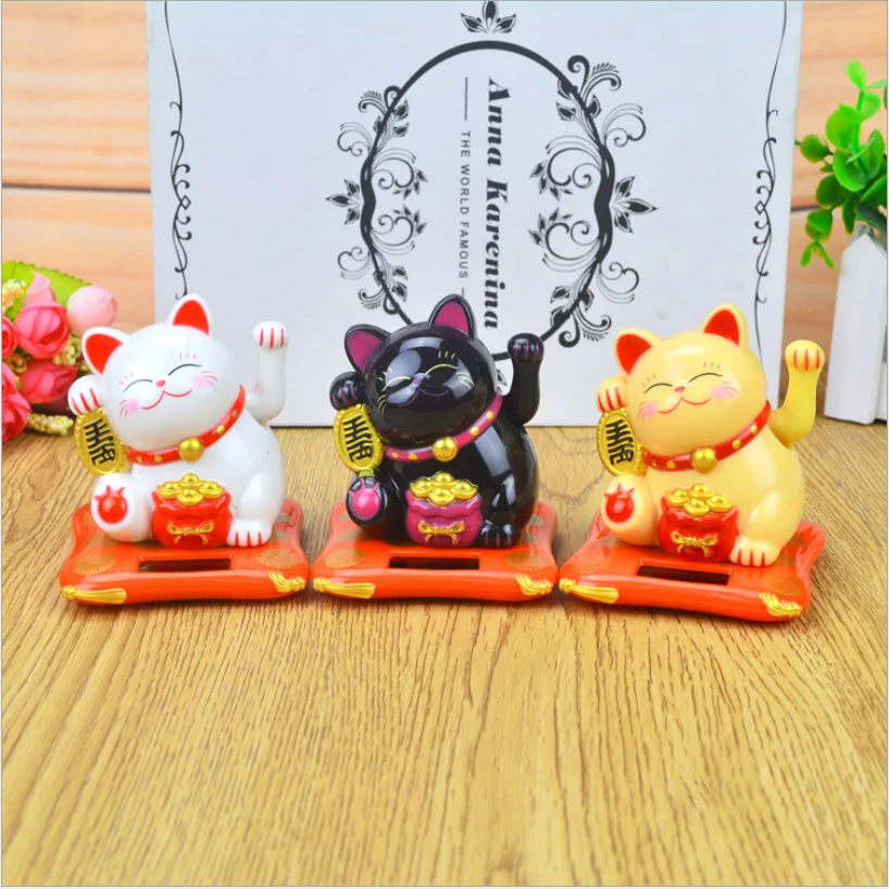 Модный черный/белый Maneki Neko на солнечных батареях, радушный Кот, удача для дома, автомобиля, отеля, ресторана, Декор, ремесло