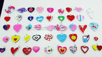 

FDH!! Free Shipping 20Pcs/Lots Enamel MIXED HEART charms pendants for key charm