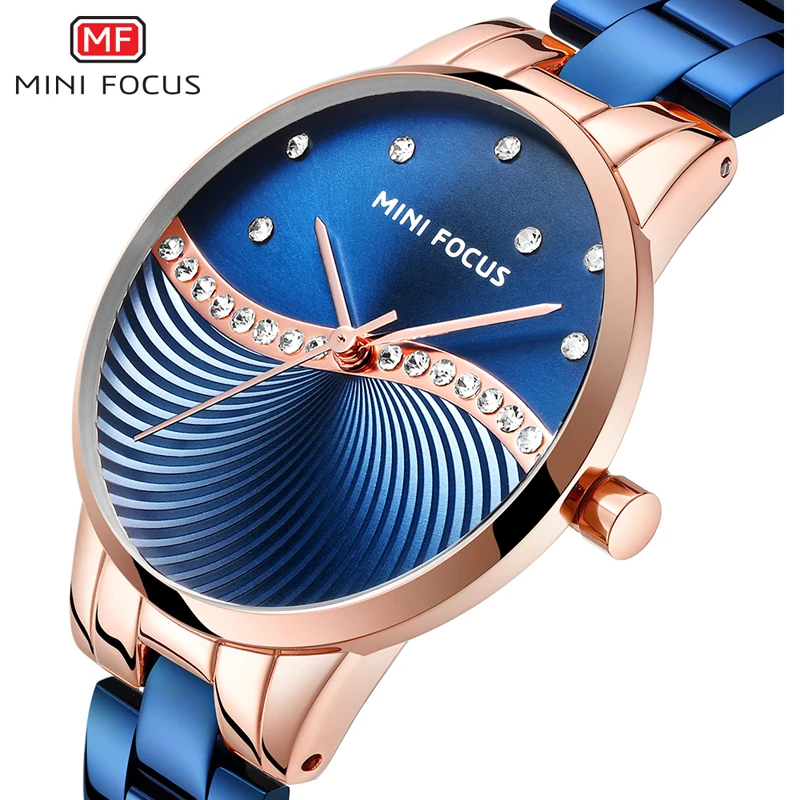 MINIFOCUS модные роскошные для женщин часы водонепроницаемые женские повседневное