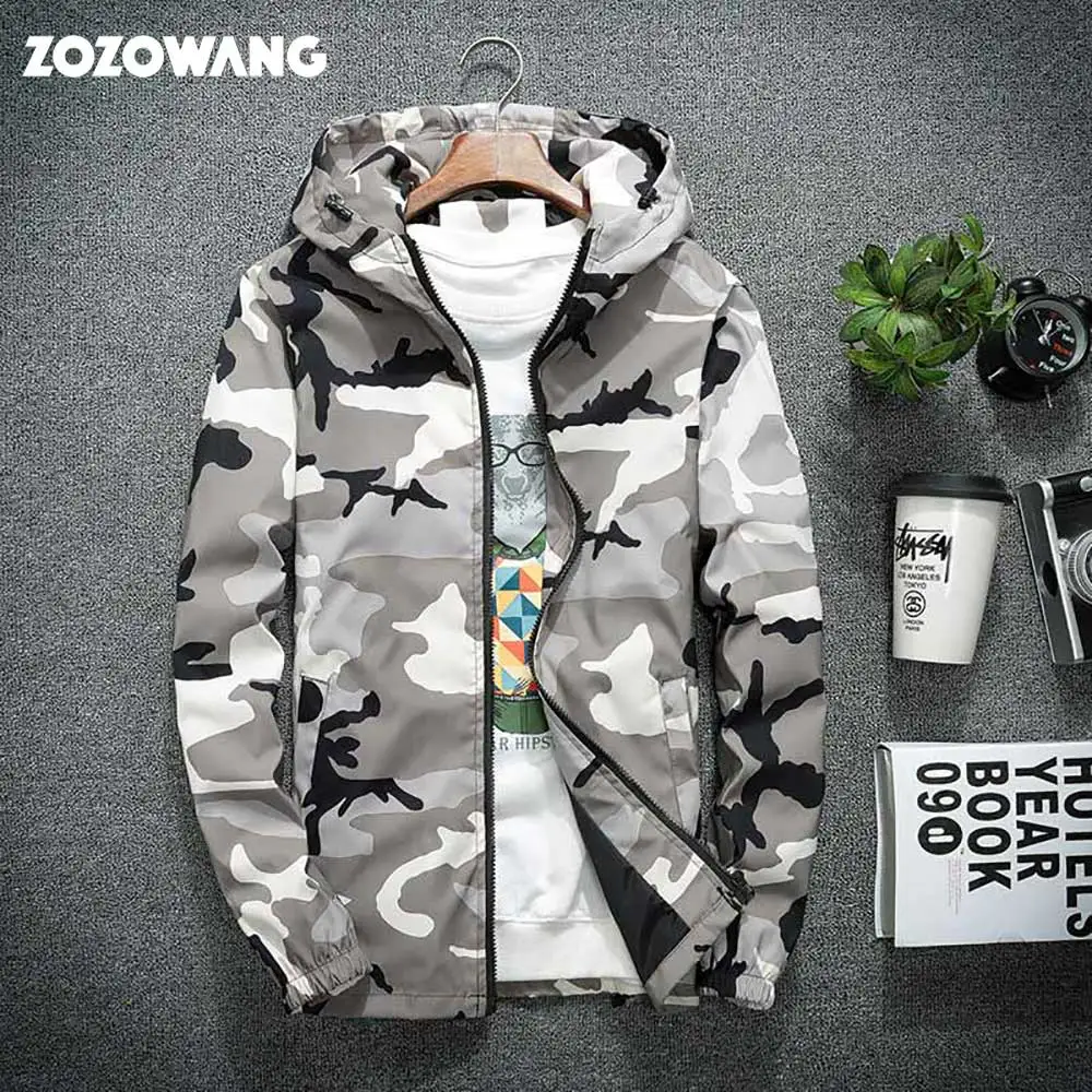 

ZOZO 2019 New Military Camouflage Jacket Men Long Sleeve Hooded Jacket Hip Hop Streetwear Classic Casual Jacket Plus Size XS-5XL
