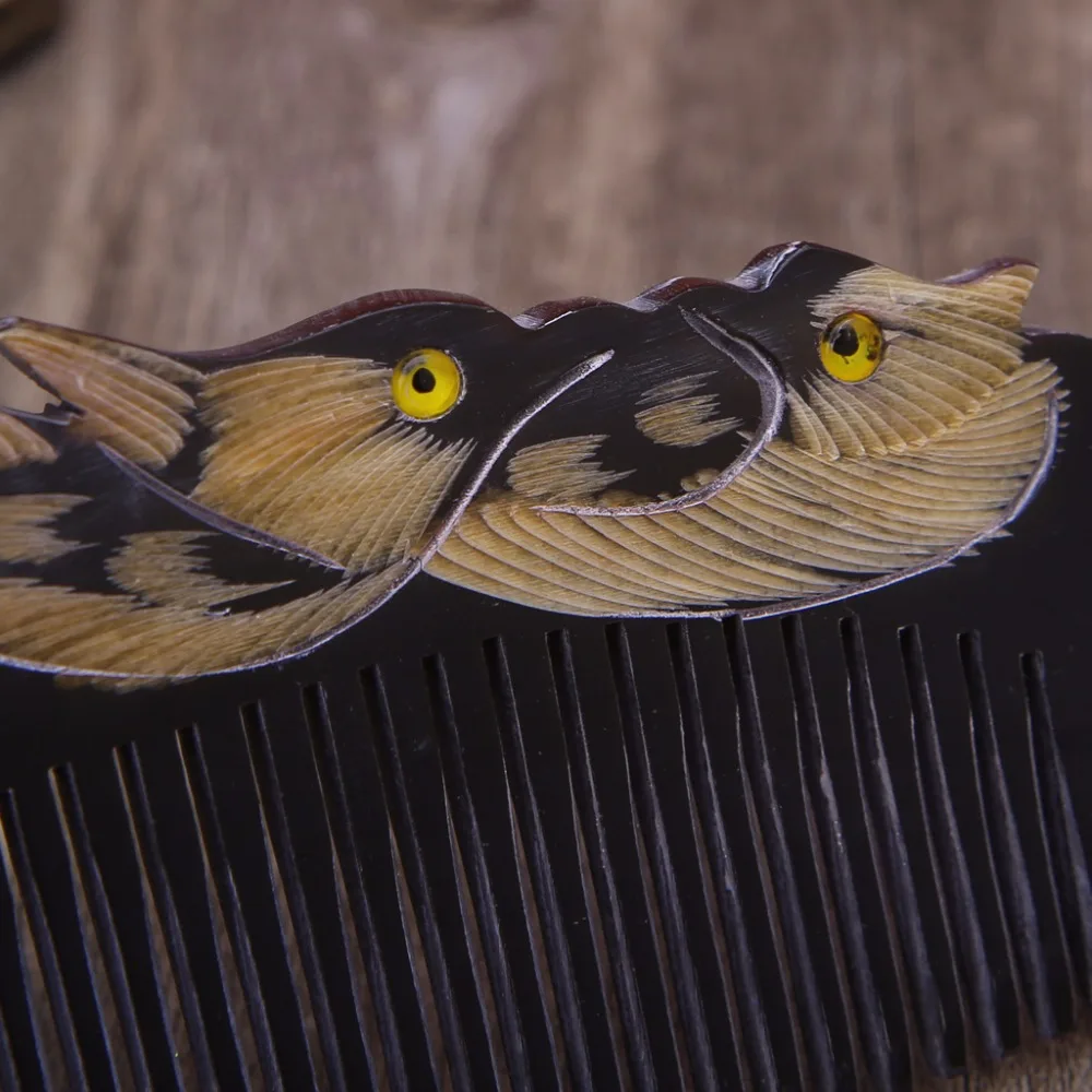 Роскошный натуральный роговой гребень для волос ручной работы с ручкой мандарина утки