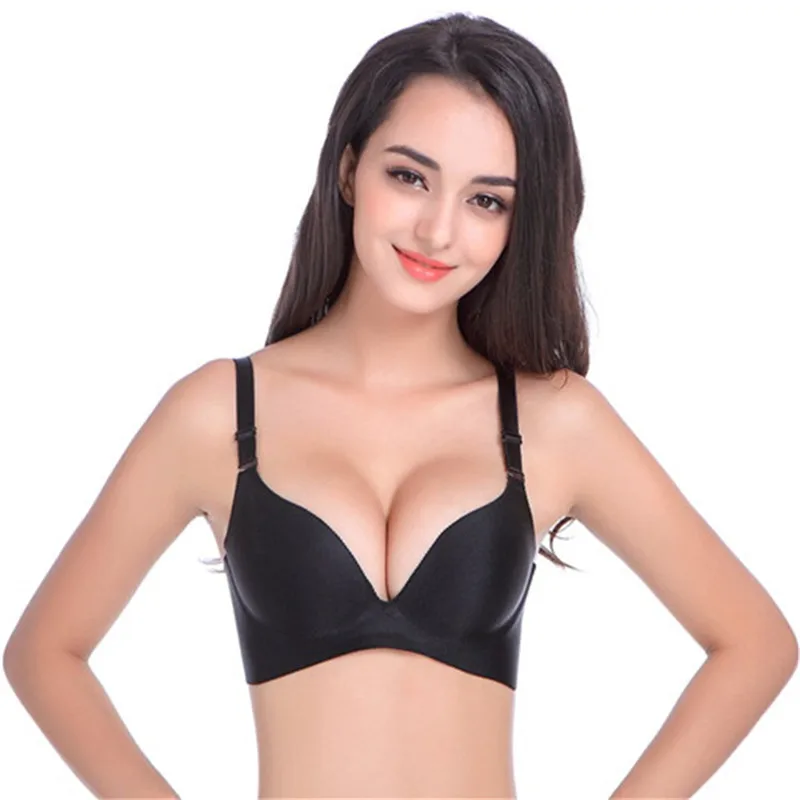 

2019 Summer Style New Sexy Push Up Bra Fashion Solid Seamless Bralette Comfortable Cotton 3/4 Cup Strappy Bra 1406#-1