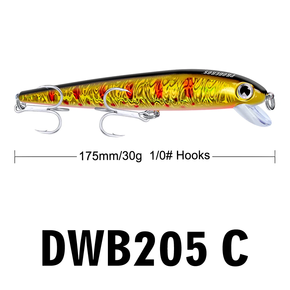 1 шт. Proberos рыболовная приманка 17,6 см/30 г рыболовные снасти#1/0 Высокоуглеродистая сталь тройной крючок рыболовная приманка - Цвет: DWB205C