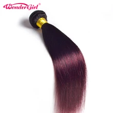 Wonder girl Ombre Brazilian Straight Hair 1B 99J Burgundy Two Tone Human Hair Bundles 1PC Non