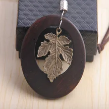 

Wood Necklace Statement Hip Hop Leaf Long Sweater Chain Women Wooden Vintage Retro Cute Simple Ethnic Maple Jewelry Maxi 80 Cm