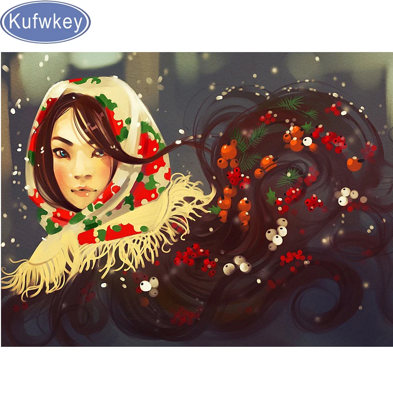 

full,Diamond Painting"Girl in a scarf",stickers Diamond Embroidery,5d,DIY,Cross Stitch,Diamond Mosaic,Needlework,christmas gift