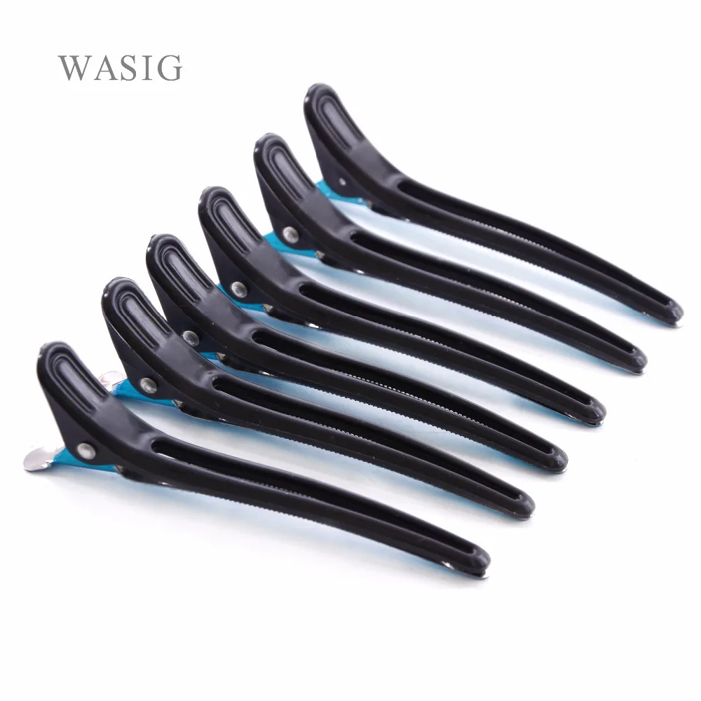 12PCS Hairdressing Black Section Clamps Hair Clips Alloy Plastic Pro Hairdressing Hairpins