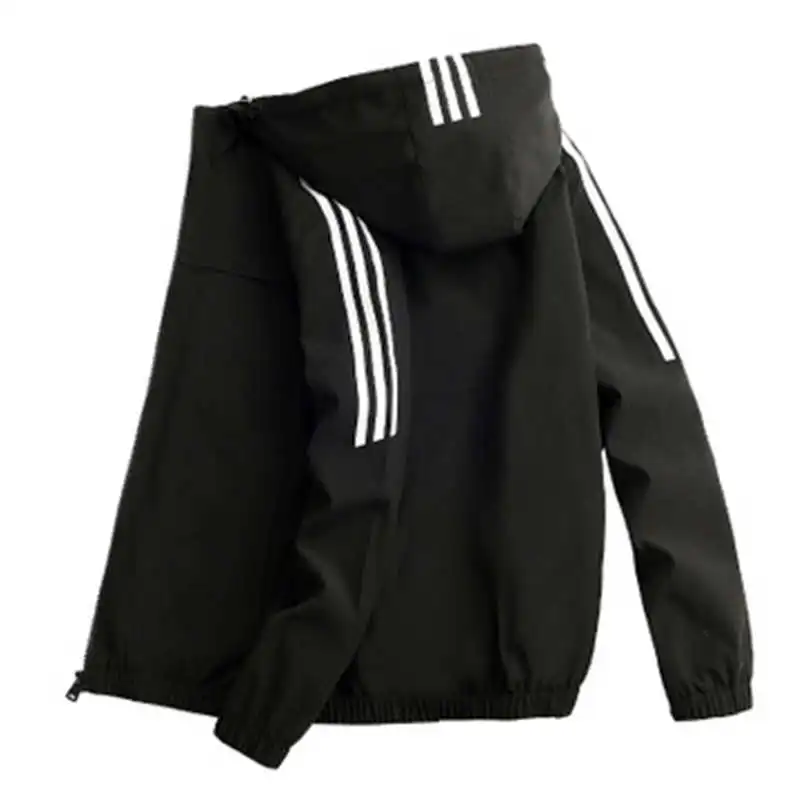 

Men's Coats Stripe Running Jacket Hoodie Windproof Outdoor Sport Jacket Spring Bicycle Coat Clothes Fitess Top New Plus Size