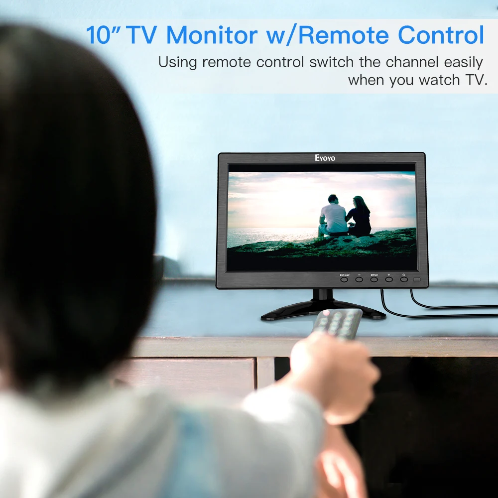 Eyoyo 10 дюймов 1024x600 ТВ монитор HDMI портативный кухонный телевизор ЖК экран с пультом