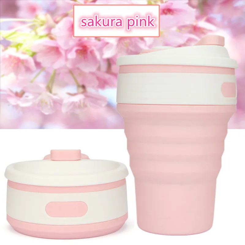 

YIBO Creative Gift Folding Silicone Coffee Mugs Home Living Portable Travel Retractable Cup Travel Mug Cute Cup with Lid FDA