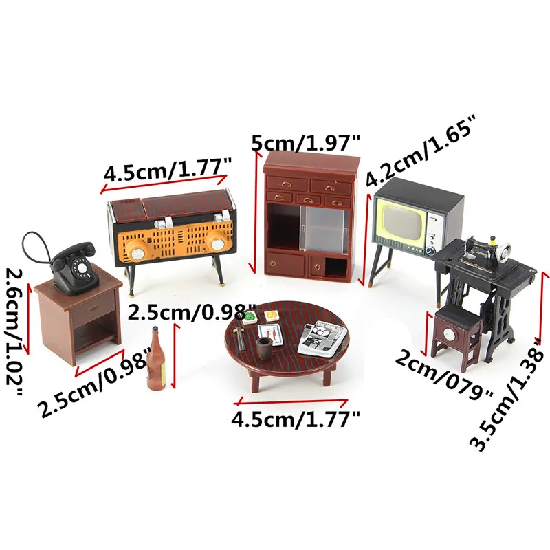Миниатюрный Кукольный домик, набор мебели, швейная машина, телефон для семьи, ролевые игры, набор игрушек