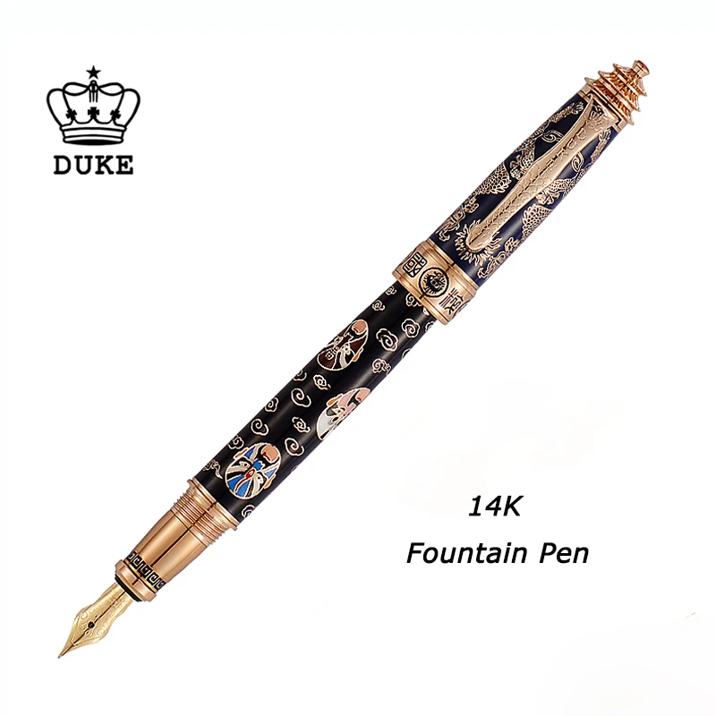 Duke 500, винтажная 14K авторучка Guibao, Пекинская опера для макияжа лица, прекрасный наконечник, 0,5 мм, подарочная ручка и деревянная Подарочная коробка для коллекции