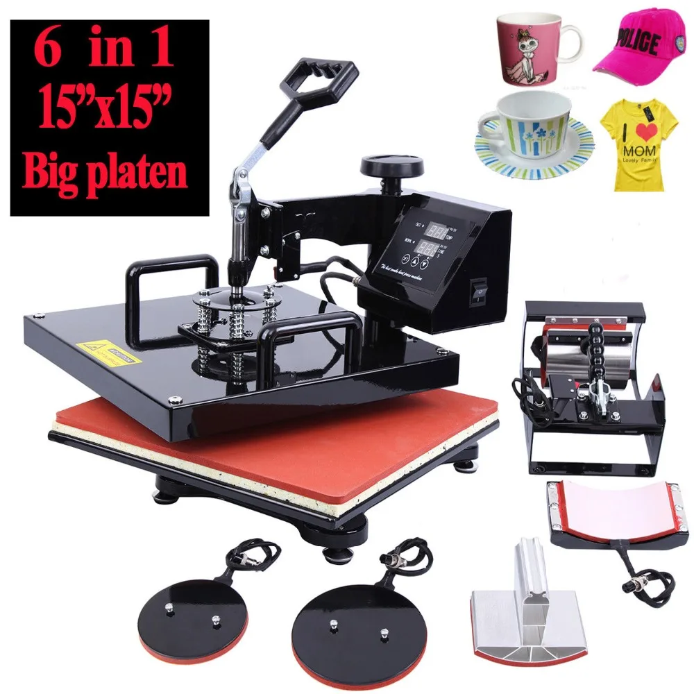 

(Ship from Germany) 6 in 1 Transfer Machine 38x38cm Heat Press Machine Sublimation Machine T-Shirt Mug Hat Plate Printer