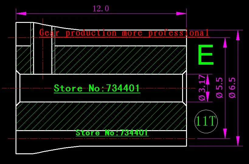 5 шт./RC модель металлическая Шестерня 0,5 м отверстие = 2,0 мм/2,3 мм/3,0 мм/3,17 мм 11T H = 5,0 мм/12 мм/CNC медная Шестерня/Запчасти для мясорубки и т. д