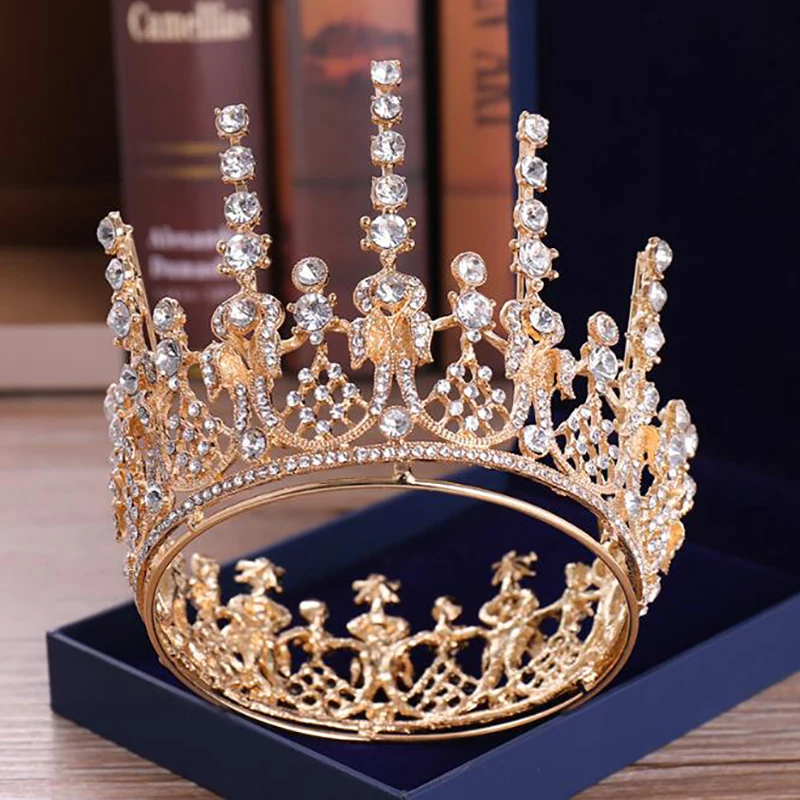 

Fashionable Contracted Irregular Whole Circle Adds Tall Crystal Crown Hair Accessories For Women Princess Crown Bride's Tiara