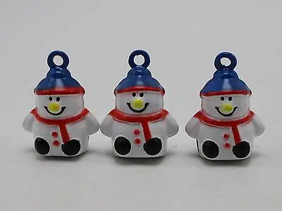 

10 Christmas Snowman Jingle Bells Charms Dog Cat Pet Pendants Brass Base