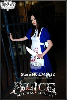 

Alice Madness Returns Blue&White Dress Cosplay Anime Movie Clothing Party Lolita Hallowmas Uniforms Dress Any Size NEW