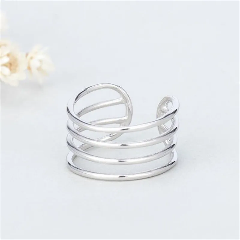 

New Creative Fashion Jewelry Wire 925 Sterling Silver Multi-layer Personality Temperament Exquisite Opening Rings R406