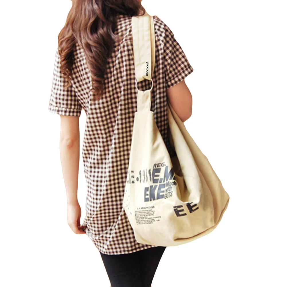 Женская модная Холщовая Сумка через плечо с буквенным принтом, сумка для покупок - Цвет: Khaki