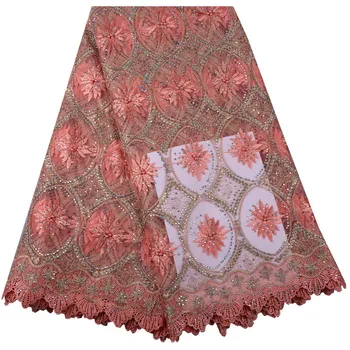 

Latest Hot Selling High Quality Mesh lace With Stones and Beaded african french Lace Nigeria lace Fabrics For Wedding 952