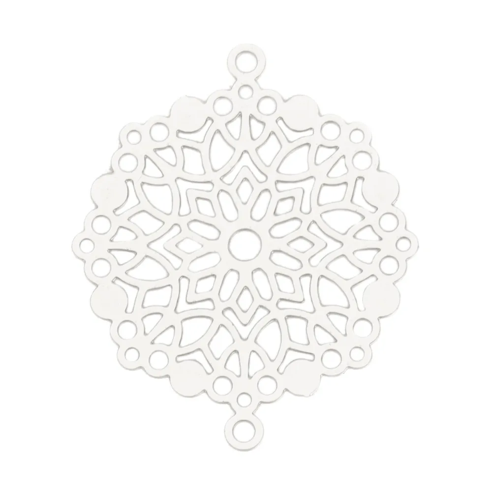 DoreenBeads الأزياء الحديد أساس سبائك تخريمية ختم موصلات جولة الفضة لهجة الذهب زهرة DIY سحر 28 مللي متر x 23 مللي متر ، 10 قطعة DoreenBeads الأزياء الحديد أساس سبائك تخريمية ختم موصلات جولة الفضة لهجة الذهب زهرة DIY سحر 28 مللي متر x 23 مللي متر ، 10 قطعة