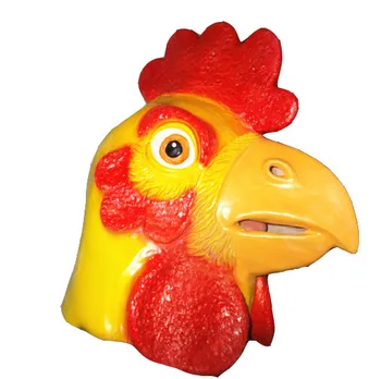 

Deluxe Quality Yellow Chicken Party Dress Adult Rubber Rooster Mask