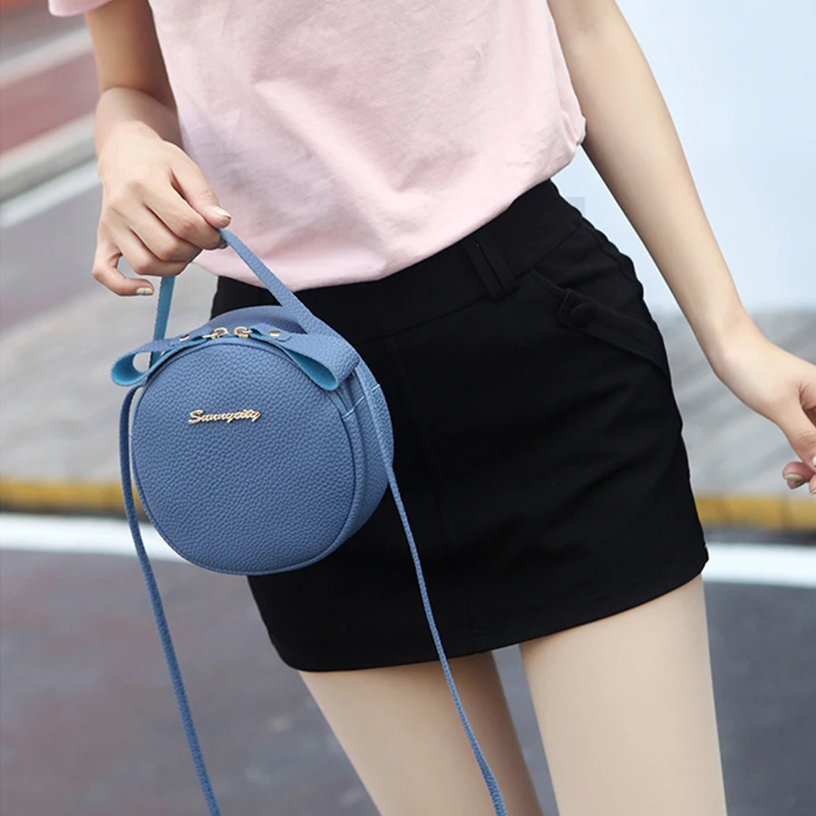 مصغرة بو الجلود Crossbody حقيبة صغيرة جولة حقائب للنساء حقيبة يد عارضة سيدة الماركات حقائب كتف متنقلة لطيف الهاتف المحافظ