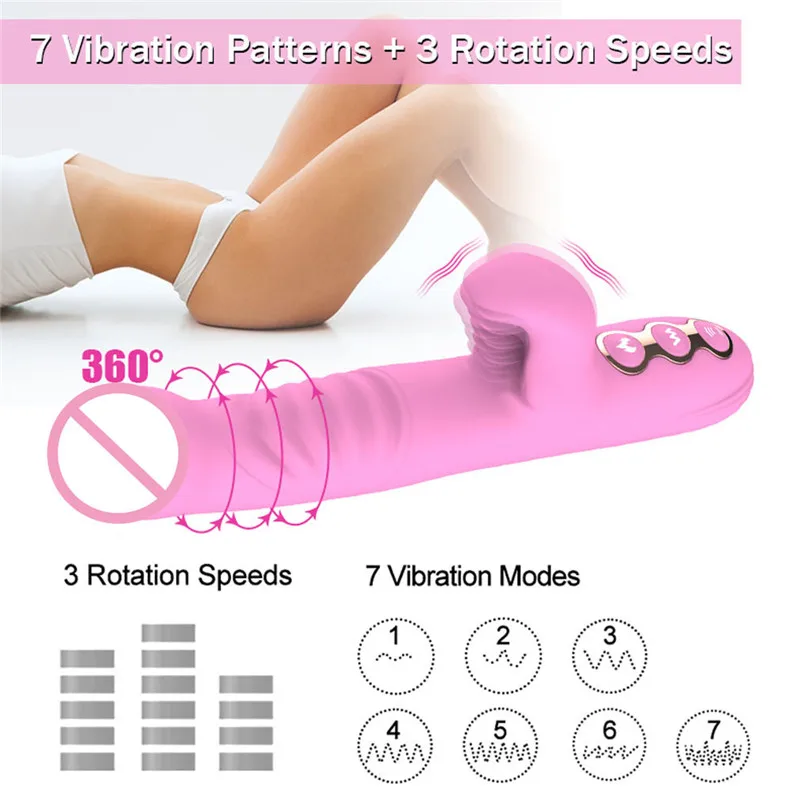 YUETU 2 Вибраторы палка автоматический 7-частотная телескопическая вибрации электронный поцелуи массажные Секс игрушки для Для женщин #4JY22