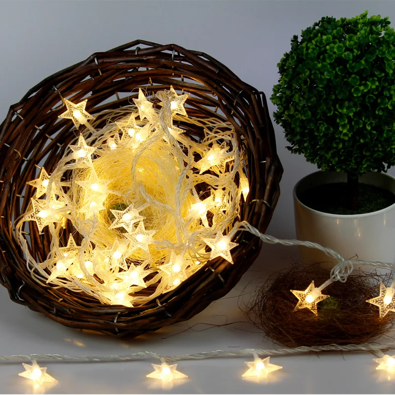 

Fairy Light 1m 10 Star Lights Christmas Decorations for Home Outdoor Luces Led Decoracion New Year Star String Lights Navidad.Q