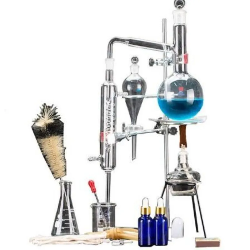 

24pcs/Set New 500ml Lab Essential Oil Distillation Apparatus Water Distiller Purifier Glassware Kits w/Condenser Pipe Flask
