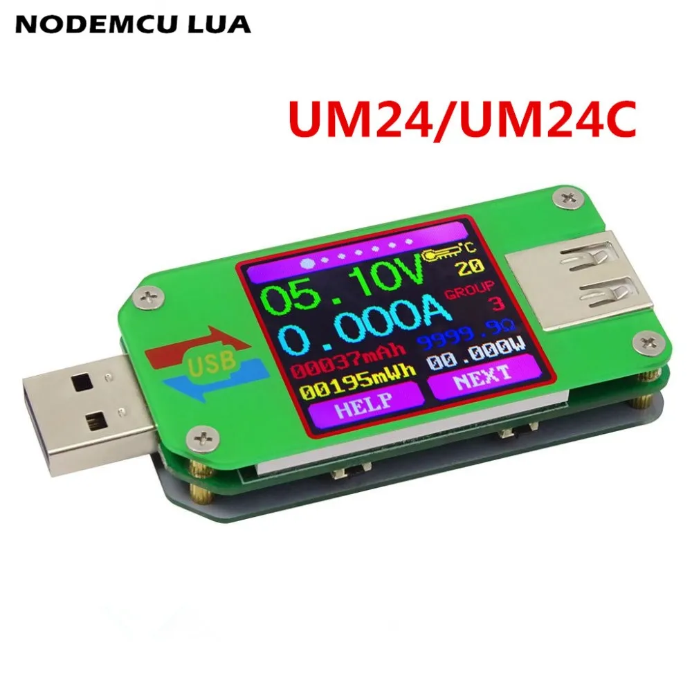 

UM24 UM24C GreenColor Voltmeter Ammeter For APP USB 2.0 LCD Display Battery Charge Voltage Current Meter Multimeter Cable Tester