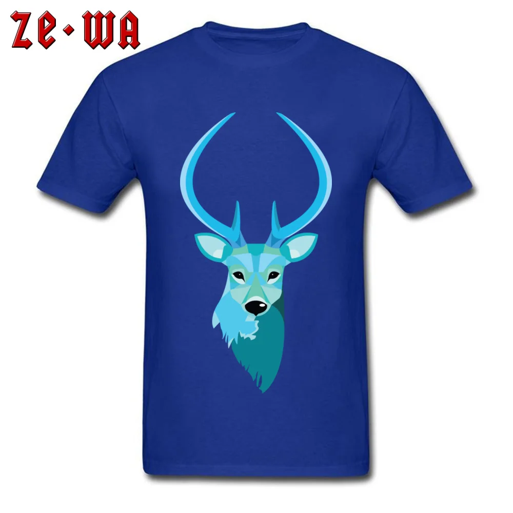 Deer Retro Mens T-Shirt Crewneck Short Sleeve Cotton Tops T Shirt Casual Tops T Shirt Wholesale Deer blue