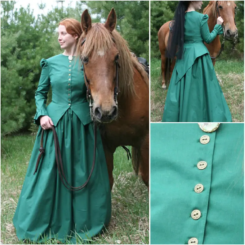 

History!Customer-made Green Victorian dress 1860s Civil war Dress Theater Costume Halloween dress Renaissance Dress V-491