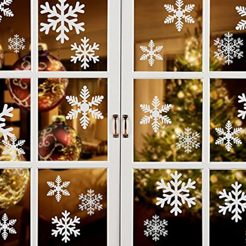 

Romantic Winter Snowflake Christmas Sticker Independent Pattern Home Decor White Red Window Glass Stickers Electrostatic Paste