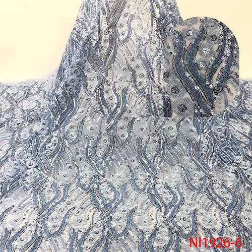 Picture 6 Sequin Lace Fabric Nigerian Net Laces Fabric Hot Sale French Tulle Lace Fabric with Sequins for Wedding KSNI1926-3 - Цвет: Picture 6